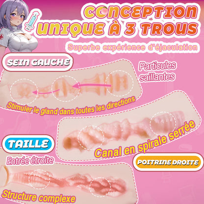 Nurse Clara –3 feuchte Tunnel + blütenförmige Brustwarzen, private Klinik für große Brüste