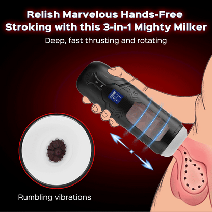 Roar - Vibrating Thrusting & Rotating Auto Stroker Male Masturbator with Suction Cup