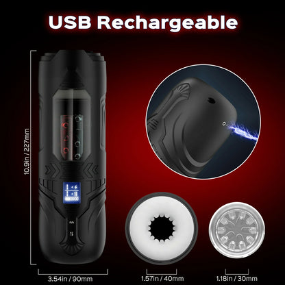 Roar - Vibrating Thrusting & Rotating Auto Stroker Male Masturbator with Suction Cup